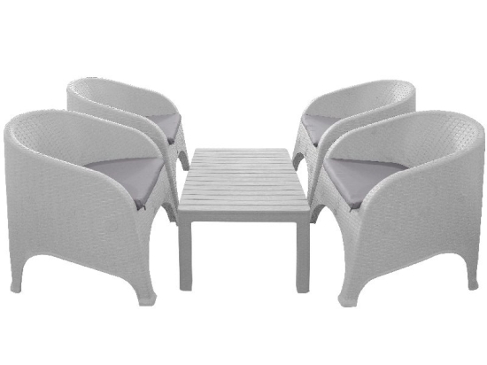Bonsai Home Σετ Σαλόνι Τύπου Ρατάν 5 Τεμαχίων Λευκό 60x90x45 & 62x74x80 cm