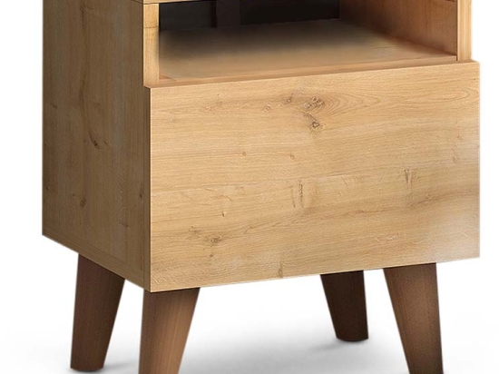 ΚΟΜΟΔΙΝΟ LUCE MEGAPAP ΑΠΟ ΜΕΛΑΜΙΝΗ ΧΡΩΜΑ OAK 40X30X47,6ΕΚ.