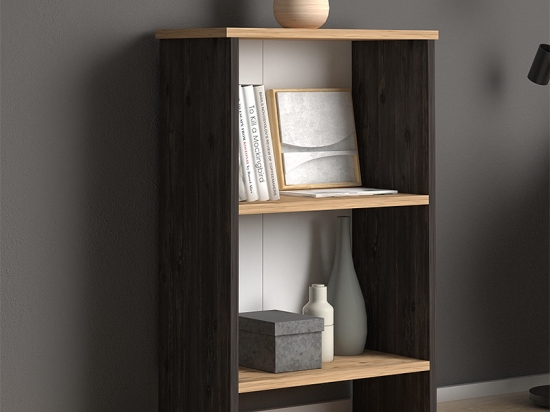 ΒΙΒΛΙΟΘΗΚΗ ΜΕΛΑΜΙΝΗΣ FLORA MEGAPAP ΧΡΩΜΑ INDUSTRIAL GREY - OAK 52X25X80ΕΚ.