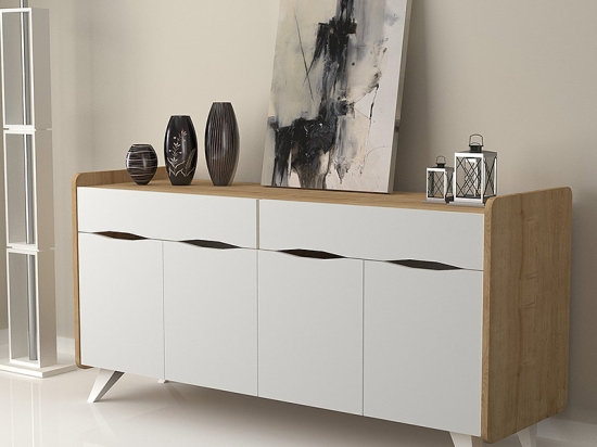 ΜΠΟΥΦΕΣ ΜΕΛΑΜΙΝΗΣ SILA MEGAPAP ΧΡΩΜΑ ΛΕΥΚΟ - SONOMA 140X45X72ΕΚ.