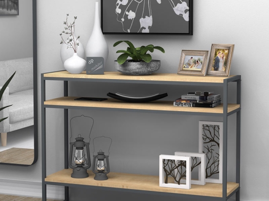 ΚΟΝΣΟΛΑ NEW SMART MEGAPAP ΜΕΤΑΛΛΙΚΗ - ΜΕΛΑΜΙΝΗΣ ΧΡΩΜΑ OAK 120X33X90ΕΚ.