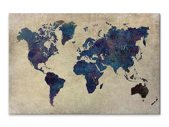 ΠΙΝΑΚΑΣ ΣΕ ΚΑΜΒΑ "WORLD MAP" MEGAPAP ΨΗΦΙΑΚΗΣ ΕΚΤΥΠΩΣΗΣ 100X70X3ΕΚ.