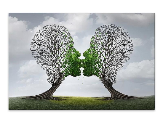 ΠΙΝΑΚΑΣ ΣΕ ΚΑΜΒΑ "TREES GROWING WITH LOVE" MEGAPAP ΨΗΦΙΑΚΗΣ ΕΚΤΥΠΩΣΗΣ 75X50X3ΕΚ.