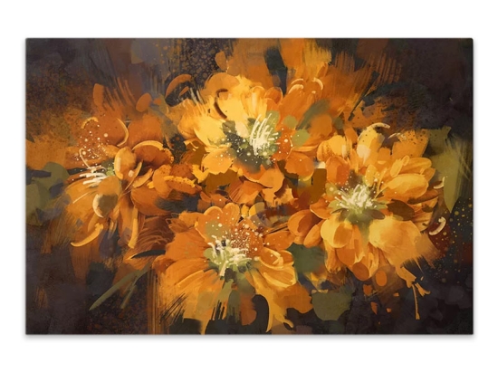 ΠΙΝΑΚΑΣ ΣΕ ΚΑΜΒΑ "ORANGE FLOWERS" MEGAPAP ΨΗΦΙΑΚΗΣ ΕΚΤΥΠΩΣΗΣ 120X60X3ΕΚ.
