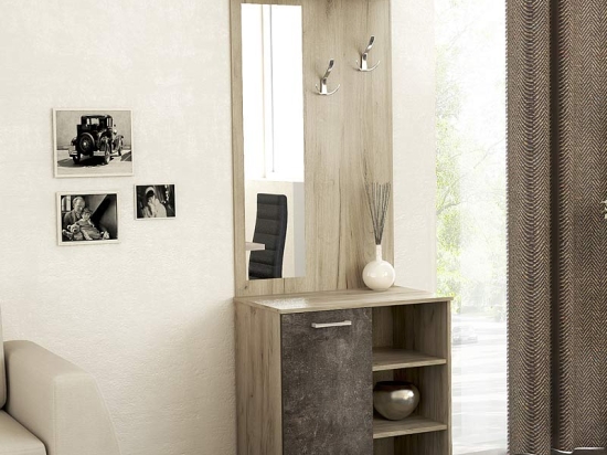 ΕΠΙΠΛΟ ΕΙΣΟΔΟΥ MANUELE MEGAPAP ΜΕΛΑΜΙΝΗΣ ΧΡΩΜΑ ΓΚΡΙ OAK - DARK ATELIER 68X36X200ΕΚ.