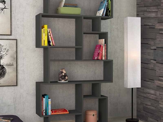 ΒΙΒΛΙΟΘΗΚΗ ΜΕΛΑΜΙΝΗΣ KARMATO MEGAPAP ΧΡΩΜΑ ΑΝΘΡΑΚΙ 96X25,5X168,5ΕΚ.