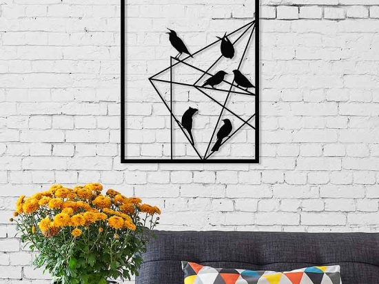 ΔΙΑΚΟΣΜΗΤΙΚΟ ΤΟΙΧΟΥ BIRDS ON WIRE MEGAPAP ΜΕΤΑΛΛΙΚΟ ΧΡΩΜΑ ΜΑΥΡΟ 37X2X49ΕΚ.