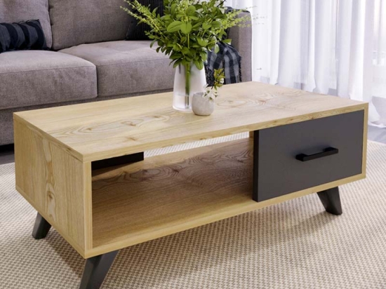 ΤΡΑΠΕΖΑΚΙ ΣΑΛΟΝΙΟΥ GILBERT MEGAPAP ΑΠΟ ΜΕΛΑΜΙΝΗ ΧΡΩΜΑ SAPPHIRE OAK - ΑΝΘΡΑΚΙ 90X45X35ΕΚ.