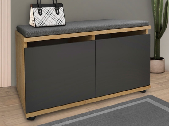 ΠΑΠΟΥΤΣΟΘΗΚΗ ΜΕΛΑΜΙΝΗΣ TWAIN MEGAPAP 8 ΖΕΥΓΩΝ ΧΡΩΜΑ SAPPHIRE OAK - ΑΝΘΡΑΚΙ 80X35X42ΕΚ.
