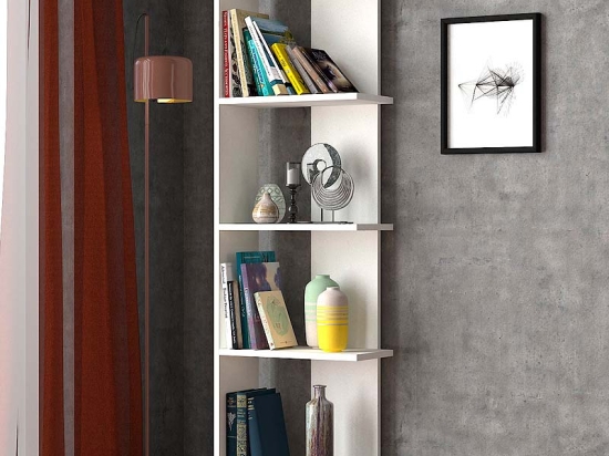 ΒΙΒΛΙΟΘΗΚΗ ΜΕΛΑΜΙΝΗΣ PERLA MEGAPAP ΧΡΩΜΑ ΛΕΥΚΟ 48X22X170ΕΚ.