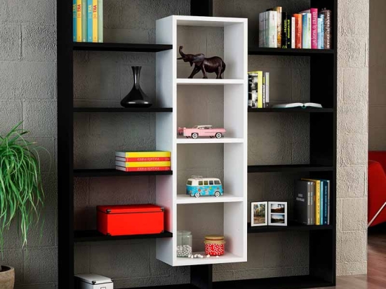 ΒΙΒΛΙΟΘΗΚΗ AMPLE MEGAPAP ΧΡΩΜΑ ΜΑΥΡΟ - ΛΕΥΚΟ 125X22X135,7ΕΚ.