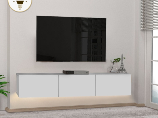 ΕΠΙΠΛΟ ΤΗΛΕΟΡΑΣΗΣ ΕΠΙΤΟΙΧΙΟ DAMLA MEGAPAP ΜΕ LED ΧΡΩΜΑ ΛΕΥΚΟ 180X29,5X29,5ΕΚ.