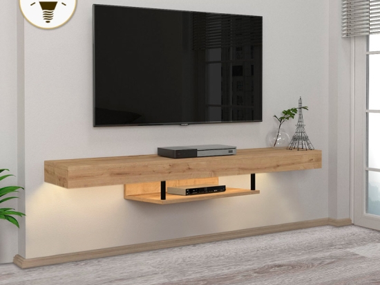 ΕΠΙΠΛΟ ΤΗΛΕΟΡΑΣΗΣ ΕΠΙΤΟΙΧΙΟ ALBARES MEGAPAP ΜΕ LED ΧΡΩΜΑ SAPPHIRE OAK 150X29,6X22ΕΚ.