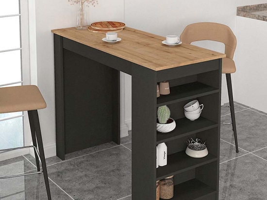 ΤΡΑΠΕΖΙ ΜΠΑΡ MONACO MEGAPAP ΧΡΩΜΑ ΑΝΘΡΑΚΙ - SAPPHIRE OAK 120X51,6X101,8ΕΚ.