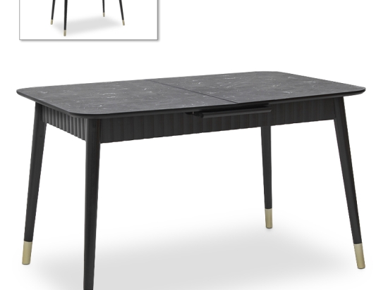 ΤΡΑΠΕΖΙ NERO MEGAPAP ΕΠΕΚΤΕΙΝΟΜΕΝΟ ΑΠΟ MDF/ ΞΥΛΟ ΧΡΩΜΑ ΜΑΥΡΟ ΕΦΕ ΜΑΡΜΑΡΟΥ 124/152X80X74ΕΚ.