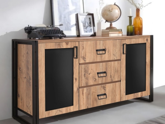 ΜΠΟΥΦΕΣ ATLAS MEGAPAP ΑΠΟ ΜΕΛΑΜΙΝΗ ΧΡΩΜΑ ATLANTIC PINE - ΜΑΥΡΟ 160X45X80ΕΚ.