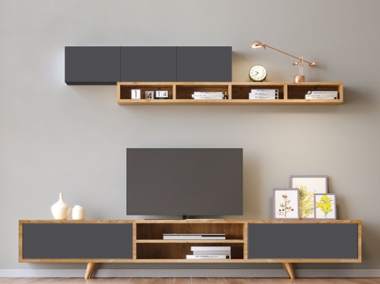 ΣΥΝΘΕΣΗ ΤΗΛΕΟΡΑΣΗΣ SERINE MEGAPAP ΧΡΩΜΑ SAPPHIRE OAK - ΑΝΘΡΑΚΙ 170X37X45ΕΚ.