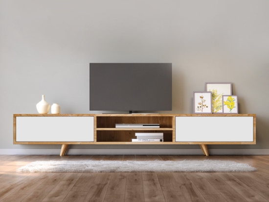 ΕΠΙΠΛΟ ΤΗΛΕΟΡΑΣΗΣ SERINE MEGAPAP ΧΡΩΜΑ SAPPHIRE OAK - ΛΕΥΚΟ 170X37X45ΕΚ.