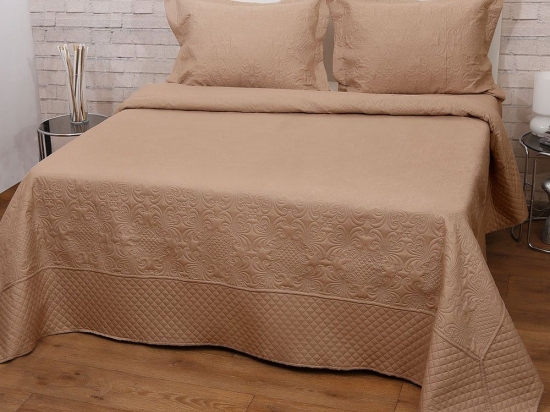 Κουβερτώριο Σετ 3τμχ. Olivia Beige Anna Riska Υπέρδιπλo 220x240cm Microfiber