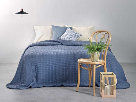 Κουβέρτα Pitigliano Blue Nima Υπέρδιπλο 230x260cm 100% Βαμβάκι
