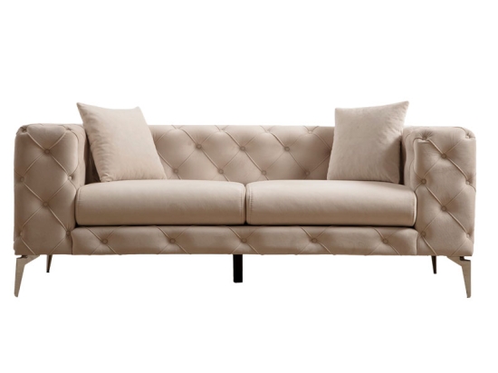 ΚΑΝΑΠΕΣ 2ΘΕΣΙΟΣ PWF-0579 PAKOWORLD ΤΥΠΟΥ CHESTERFIELD ΥΦΑΣΜΑ ΕΚΡΟΥ 197X90X73ΕΚ