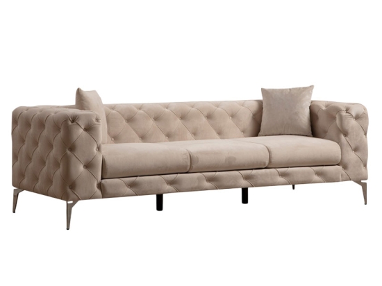 ΚΑΝΑΠΕΣ 3ΘΕΣΙΟΣ PWF-0579 PAKOWORLD ΤΥΠΟΥ CHESTERFIELD ΥΦΑΣΜΑ ΕΚΡΟΥ 237X90X73ΕΚ