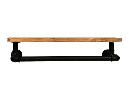 Ραφιέρα τοίχου Beckett pakoworld μαύρο-φυσικό 50x12x18εκ
