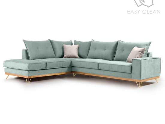 ΓΩΝΙΑΚΟΣ ΚΑΝΑΠΕΣ ΔΕΞΙΑ ΓΩΝΙΑ LUXURY II PAKOWORLD ΥΦΑΣΜΑ CIEL-CREAM 290X235X95ΕΚ