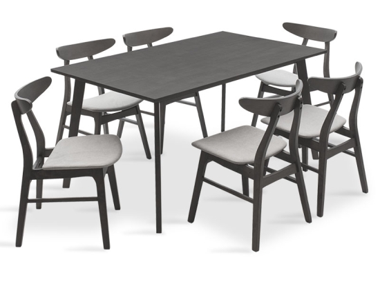TΡΑΠΕΖΑΡΙΑ BENSON - ORLEAN PAKOWORLD ΣΕΤ 7ΤΜΧ RUSTIC GREY - ΥΦΑΣΜΑ ΓΚΡΙ 150X90X75ΕΚ