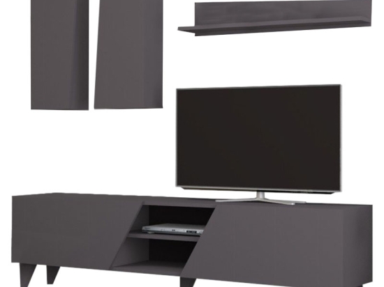 Σύνθετο σαλονιού Nasir pakoworld ανθρακί 180x35x47εκ