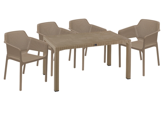 ΤΡΑΠΕΖΑΡΙΑ EXPLORE-INTEGRAL PAKOWORLD ΣΕΤ 5ΤΕΜ PP CAPPUCCINO 150X90X73,5ΕΚ