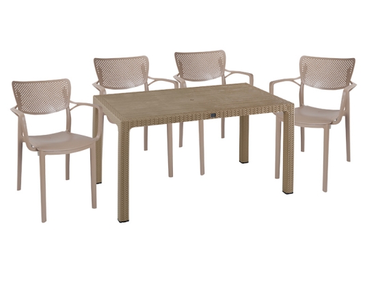 ΤΡΑΠΕΖΑΡΙΑ EXPLORE-FRONTLINE PAKOWORLD ΣΕΤ 5ΤΕΜ PP CAPPUCCINO 150X90X73,5ΕΚ.