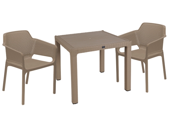 ΤΡΑΠΕΖΑΡΙΑ EXPLORE-INTEGRAL PAKOWORLD ΣΕΤ 3ΤΕΜ PP CAPPUCCINO 90X90X73,5ΕΚ