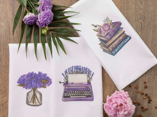 Borea Ποτηρόπανα Κουζίνας Violeta Σετ 3ΤΜΧ (3) 50 x 70 cm Λευκό