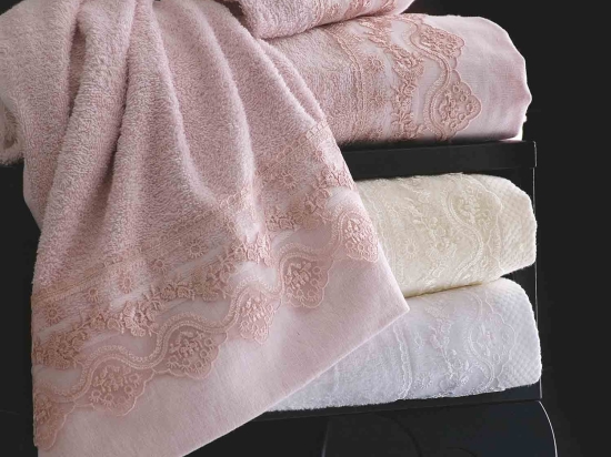 Πετσέτες Σετ Nena Pink Ρυθμός 3τμχ Σετ Πετσέτες 100% Πενιέ Βαμβάκι