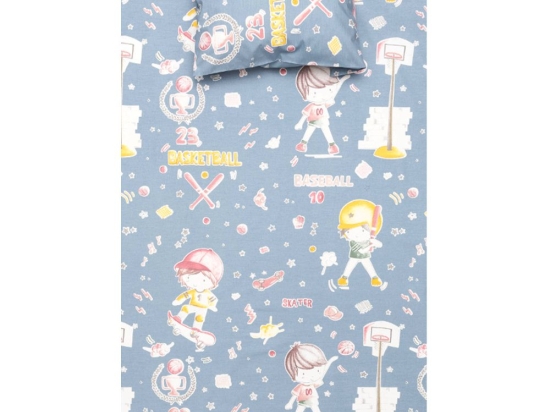 Borea Σεντόνι Σετ 2ΤΜΧ Basketball Μονό 160 x 240 cm + 50 x 70 cm Γκρι