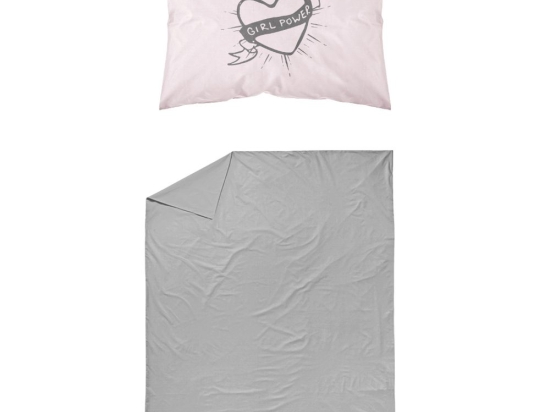 Borea Σεντόνι Σετ 2ΤΜΧ Girl Power Μονό 160 x 240 cm + 50 x 70 cm Γκρι