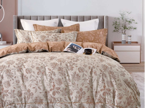 Borea Σεντόνια Εμπριμέ Σετ Jollie Υπέρδιπλα (2) 240 x 250 cm + (2) 50 x 70 cm Μπεζ