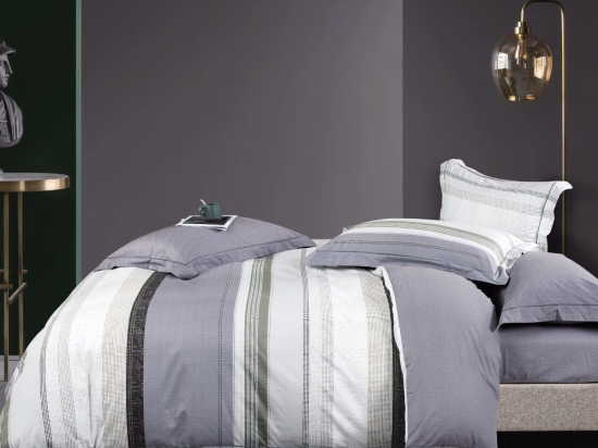 Borea Σεντόνια Εμπριμέ Σετ Linen Υπέρδιπλα (2) 240 x 250 cm + (2) 50 x 70 cm Γκρι
