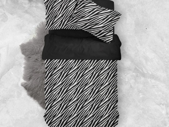 Borea Σεντόνια Εμπριμέ Σετ Zebra Υπέρδιπλα 220 x 240 cm + 240 x 260 cm + (2) 50 x 70 cm Μαύρο