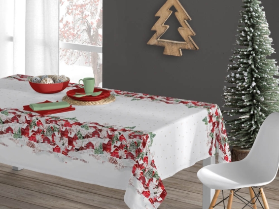Borea Τραβέρσα Χριστουγεννιάτικη Christmas House 50 x 180 cm Εκρού