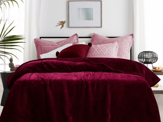 Bonsai Home Κουβέρτα Βελουτέ Super Soft Μονή 160x220 - Neffy Μπορντώ