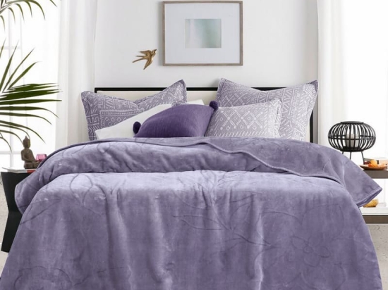 Bonsai Home Κουβέρτα Βελουτέ Super Soft Μονή 160x220 - Neffy Γκρι/Λιλά