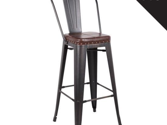 RELIX ΣΚΑΜΠΟ BAR-PRO ΜΕ ΠΛΑΤΗ, ΜΕΤΑΛΛΟ ΒΑΦΗ ANTIQUE BLACK, PU ΣΚΟΥΡΟ ΚΑΦΕ