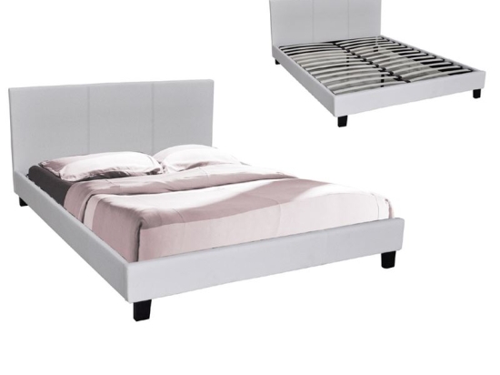 WILTON ΚΡΕΒΑΤΙ ΔΙΠΛΟ ΓΙΑ ΣΤΡΩΜΑ 140X190CM, PU ΑΣΠΡΟ