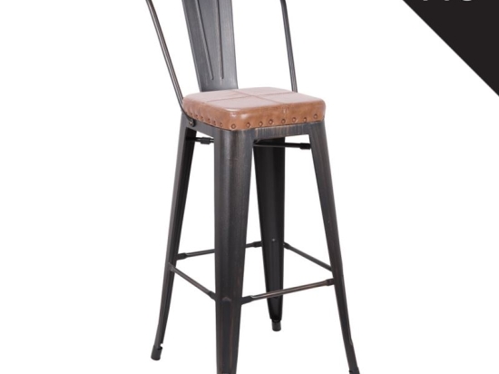 RELIX ΣΚΑΜΠΟ BAR-PRO ΜΕ ΠΛΑΤΗ, ΜΕΤΑΛΛΟ ΒΑΦΗ ANTIQUE BLACK, PU CAMEL