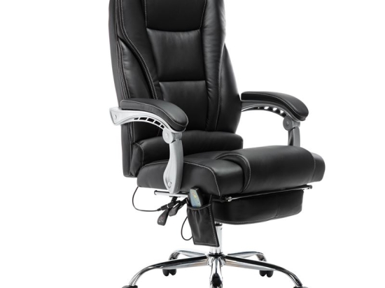 BF8550 MASSAGE RELAX ΠΟΛΥΘΡΟΝΑ ΓΡΑΦΕΙΟΥ ΔΙΕΥΘΥΝΤΗ, ΒΑΣΗ ΧΡΩΜΙΟ ΜΕ ΥΠΟΠΟΔΙΟ, PU  ΜΑΥΡΟ