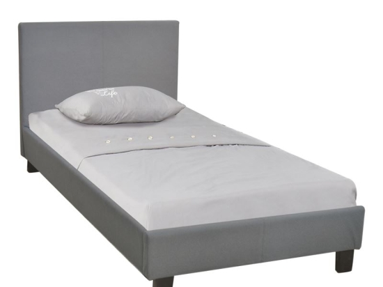 WILTON ΚΡΕΒΑΤΙ ΜΟΝΟ, ΓΙΑ ΣΤΡΩΜΑ 90X190CM, ΥΦΑΣΜΑ ΓΚΡΙ