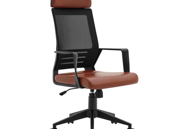 BF2500 ΠΟΛΥΘΡΟΝΑ ΓΡΑΦΕΙΟΥ ΔΙΕΥΘΥΝΤΗ MESH ΜΑΥΡΟ - PU ΚΑΦΕ