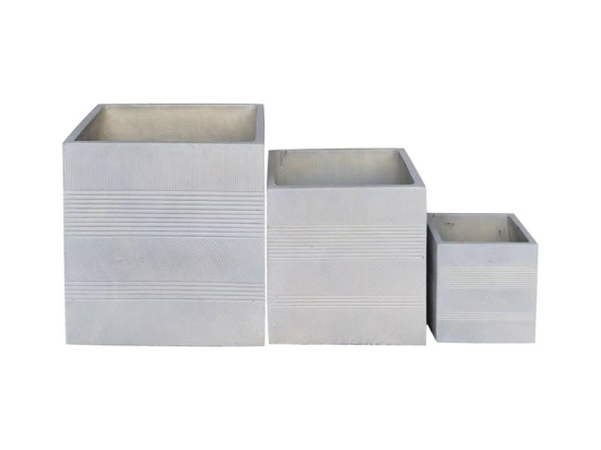 FLOWER POT-11 SET 3 ΤΕΜΑΧΙΩΝ ΣΑΓΡΕ ΑΠΟΧΡΩΣΗ BEIGE 22X22X22 CM, 35X35X35CM, 45X45X45CM